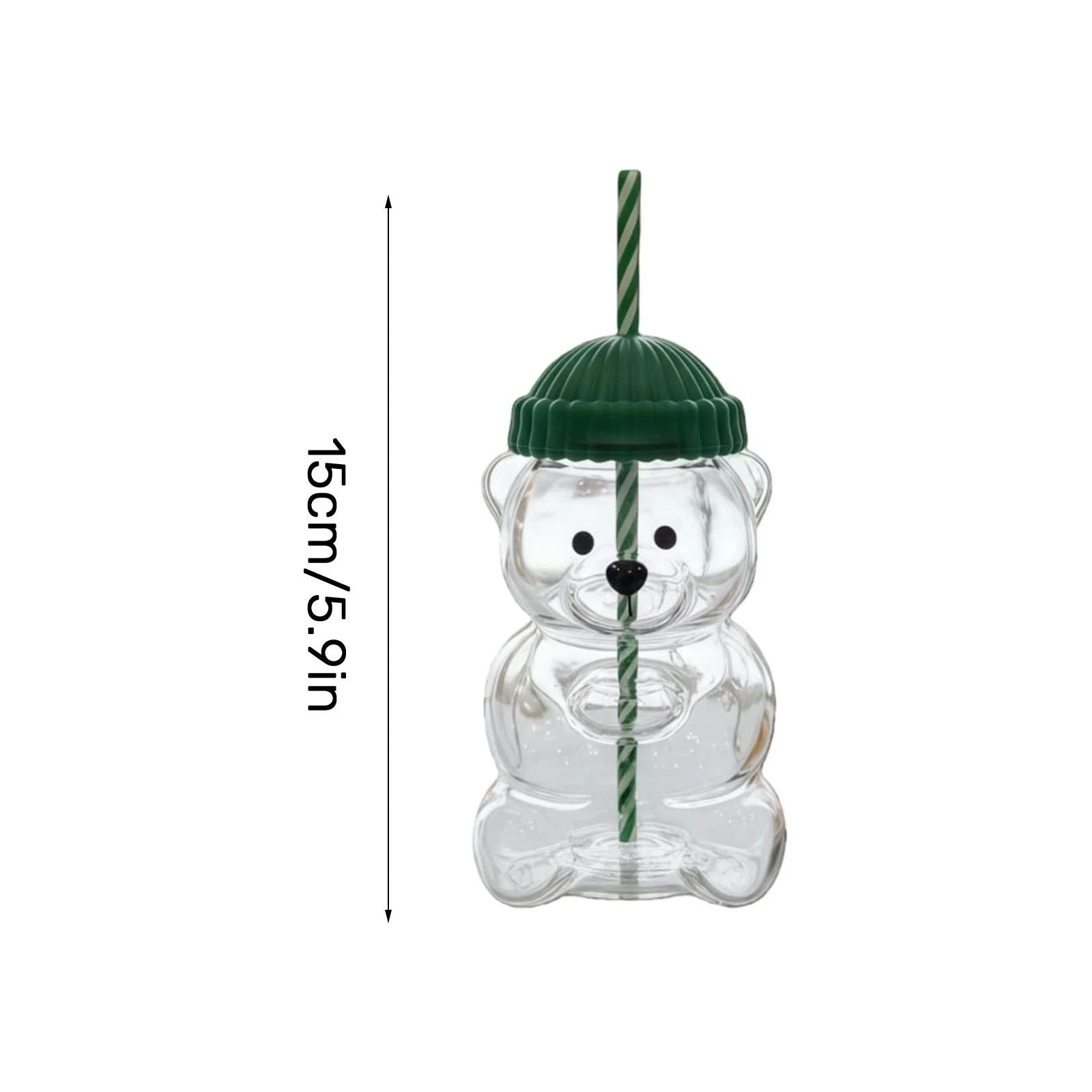 Teddy Bear Glass Coffee Cup with Straw