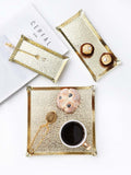 Hammered Square Stainless Steel Dessert and Jewelry Tray