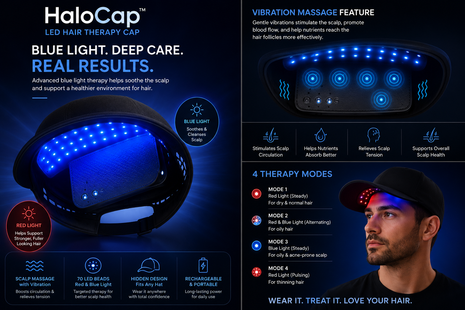 HaloCap™ LED hair therapy system